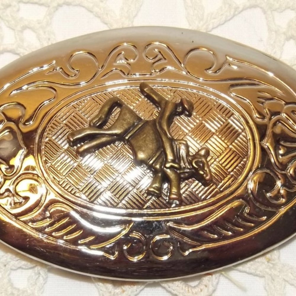 Western Brass & Silver-Tone Bull Rider Belt Buckle